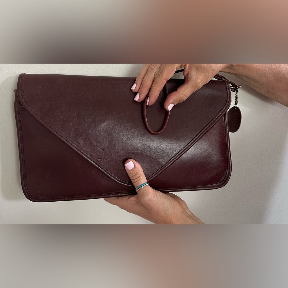 Vintage Burgundy large Leather Clutch
